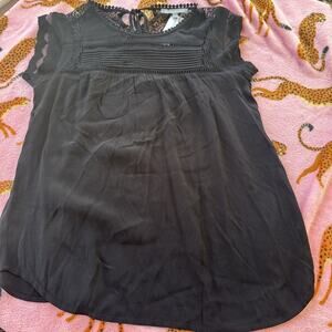 Daniel Rainn Blouse Womens Small Black Lace Short Sleeve Top Sheer Dressy NWT